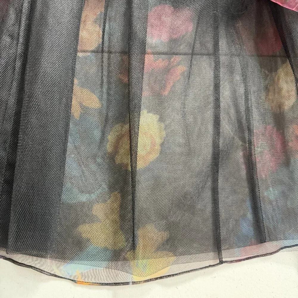 Bebe Floral Mesh Overlay Mini Skirt Skort Women’s Small High Waist Cocktail NWT - Picture 13 of 14